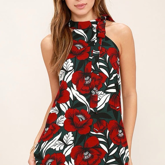 Lulu’s Wild Orchid Red Floral Print Dress - Picture 2 of 11